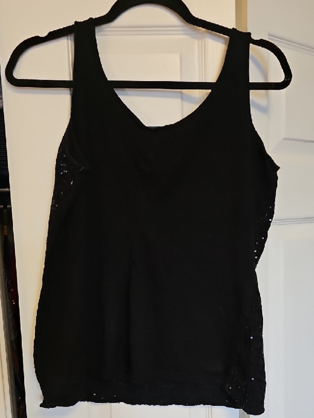 Moda International Black Sequin Scoop Neck Top - Picture 3 of 3